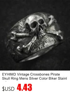 EYHIMD Black Death Knight Skull Ring Cool Mens Punk Fine Detail Stainless Steel Ring Gothic Biker Jewelry
