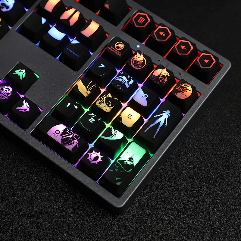 4 pcs/set keysets backlight OW key caps ABS etched  Keycap shine-through for Overwatch gamer Mechanical Keyboard ANSI black