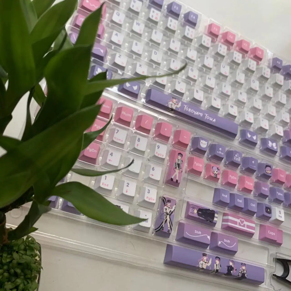 Hololive Vtuber Keycaps Tokoyami Towa Keycap PBT DYE Sublimation Cherry MX Cross Axis Switch Keycap for Mechanical Keyboard