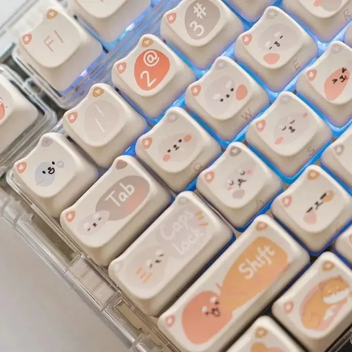 142 Keys Cat Dog keycaps Customized Gift Cute New MAO Keycaps Square Thermal Sublimation Mechanical Keyboard caps for Alice