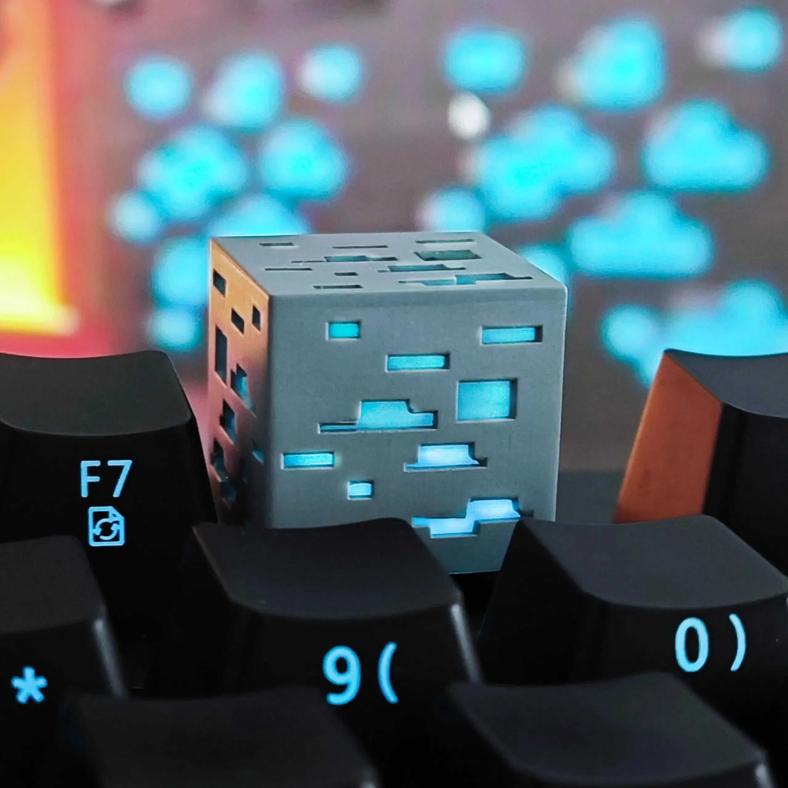 Block World Translucent Ore Keycap Game 3D Resin MX Switch Hand Polished Coloring ESC Keycap for Mechanical Keyboard Accessories