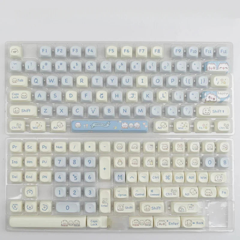 144 Keys Meow MOA Height Key Cap MAC Cute Meow Square Thermal Sublimation Mechanical Keyboard Keycaps Keyboard Accessories