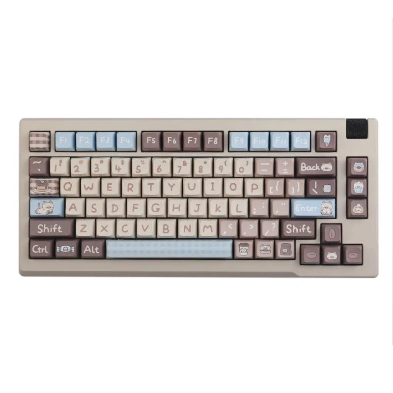 125/135 Keys Coffee Dessert cat Keycaps MOA MDA Profile PBT Dye Sublimation Keycap For MX Switch Mechanical Keyboard