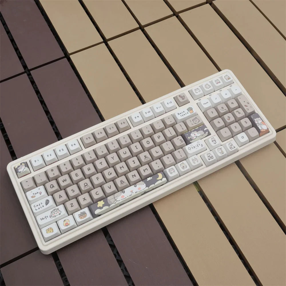132 keys Cute Mouse Cartoon Theme Keycaps XDA Profile Key caps English for 61/64/68/84/87/96/98/104 Mechanical Keyboard Keycaps
