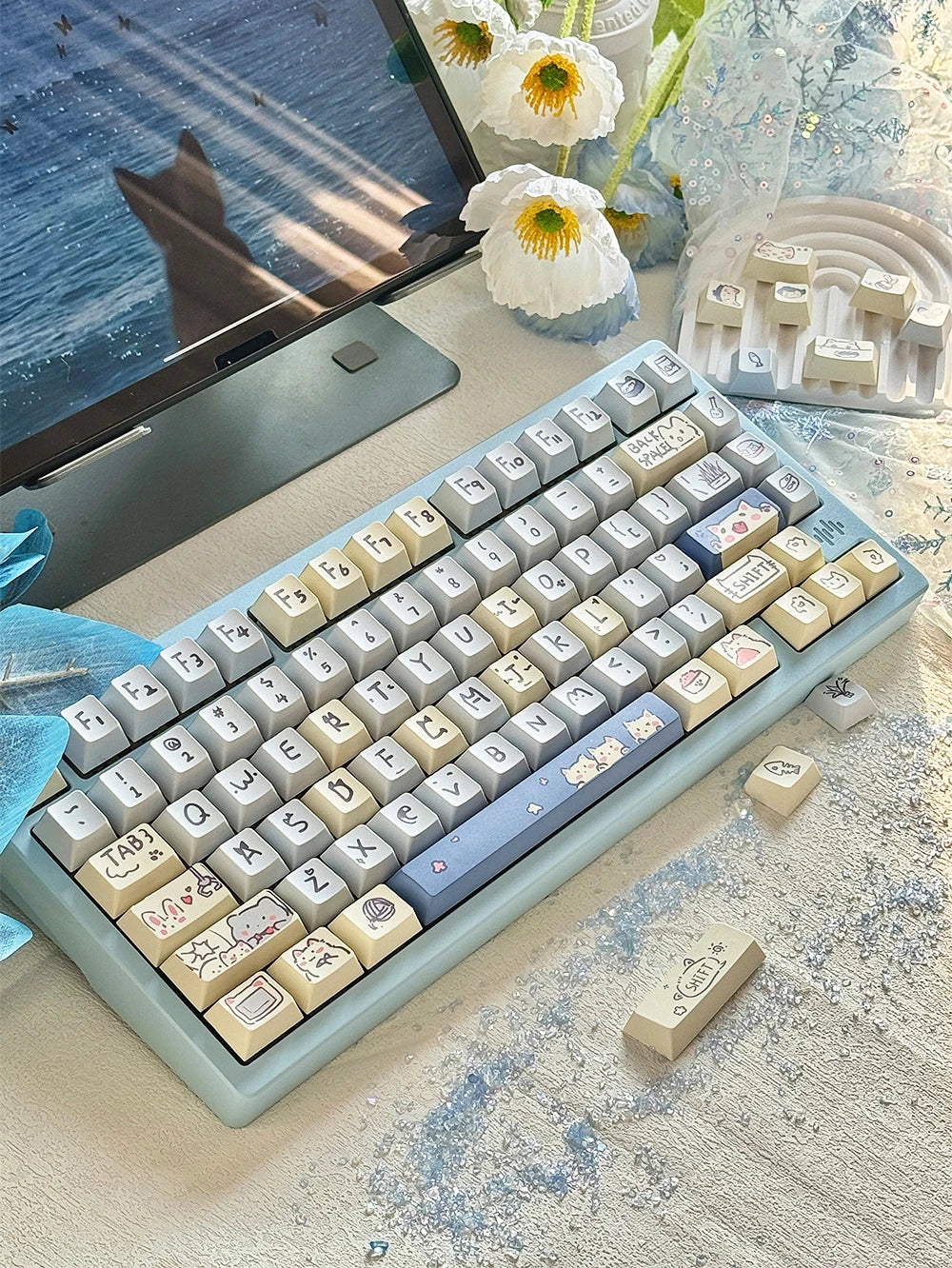 95 Keys Cherry Profile PBT Keycaps Love Letter Theme Key Caps for Gaming Mechanical Keyboard 61/64/68/75/84Keys GMK67 AULA F75