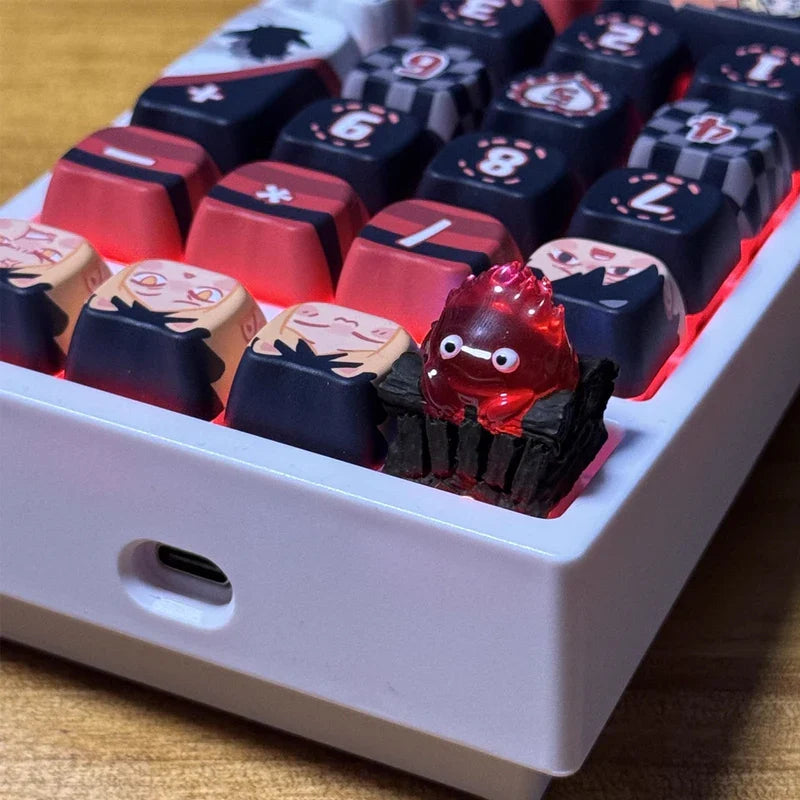 Calcifer Mechanical Keyboard Keycaps Customized Cute Keycap Cartoon Original Design Keycaps For Keyboard PC Gifts [In Stock]
