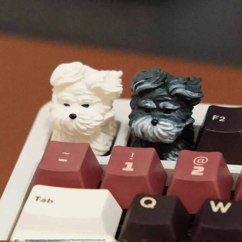 Kawaii Schnauzer Keycaps ABS Resin Personalized Mechanical Keyboard Accessories Puppy Animal Cherry MX 1U Handmade Keycap Gifts
