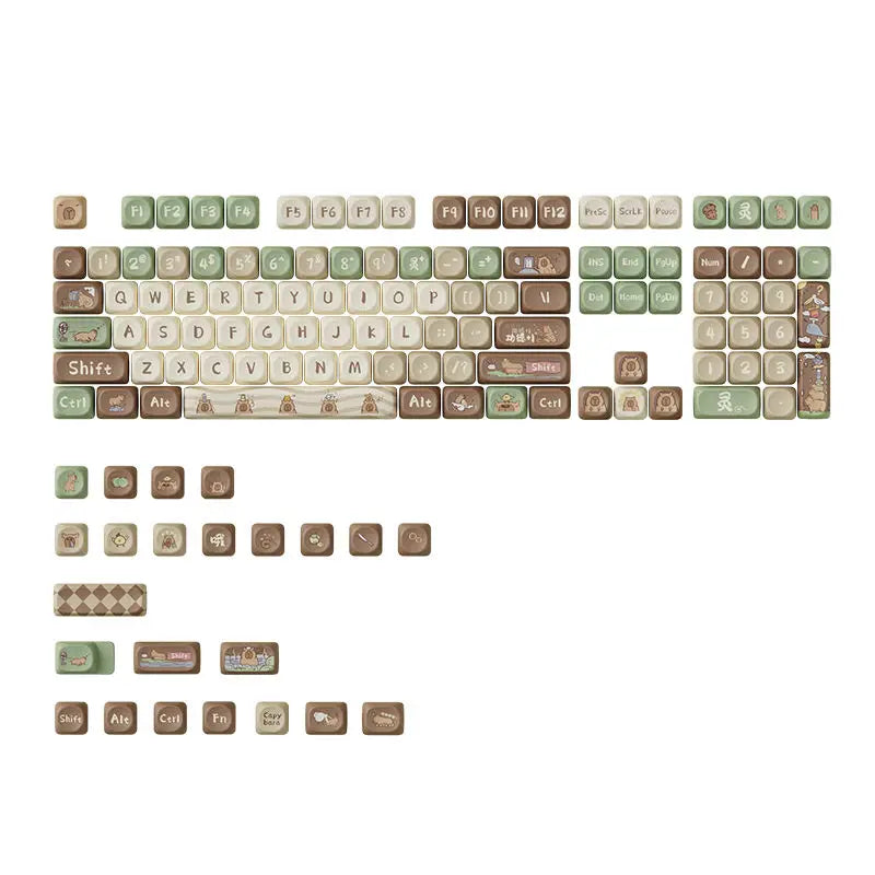 Snowflakes Theme Keycaps 127 Keys MOA Profile PBT Square KeyCap Dye Sublimation Mechanical Keyboard Key Cap Keyboards Accessorie