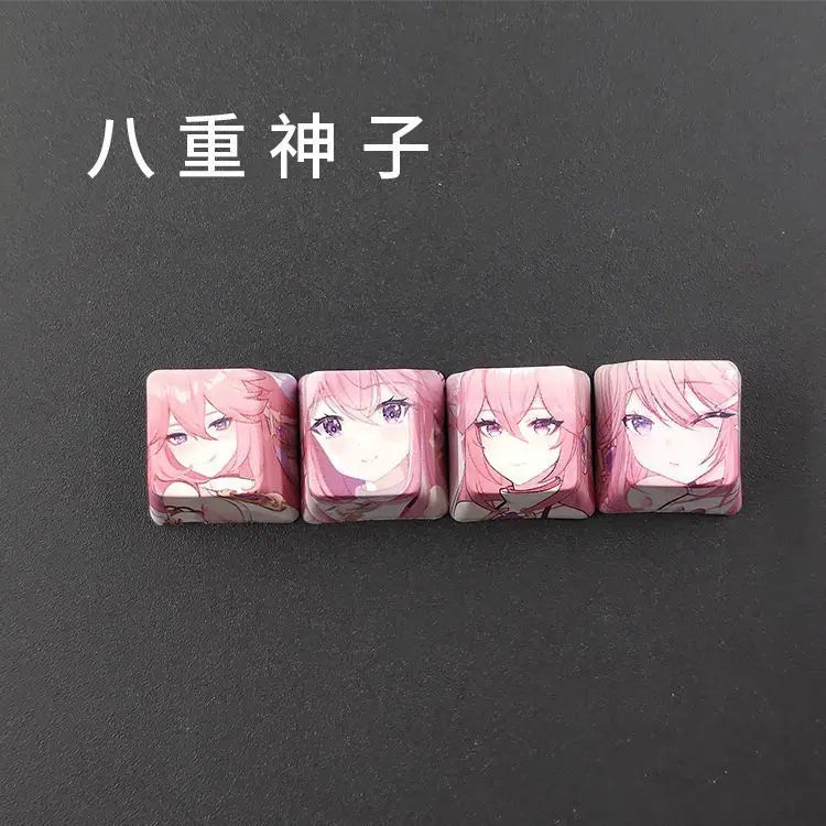 Cartoon Anime Genshin Impact Keycap zhongli Mechanical keyboard replacement key R4 PBT thermal sublimation Cherry OEM height