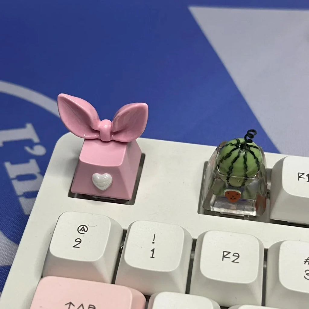 DIY Custom Bow Keycap with Transparent R4 Cross Axis Gaming Pink Mechanical Keyboard Keycaps Keyboard Decoration