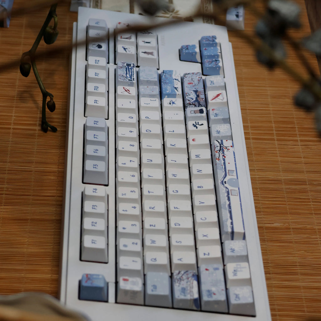 140 Keys Leaning Plum Garden Theme Keycaps National Style Cherry Profile PBT Dye Sublimation For MX Switch Mechanical Keyboard
