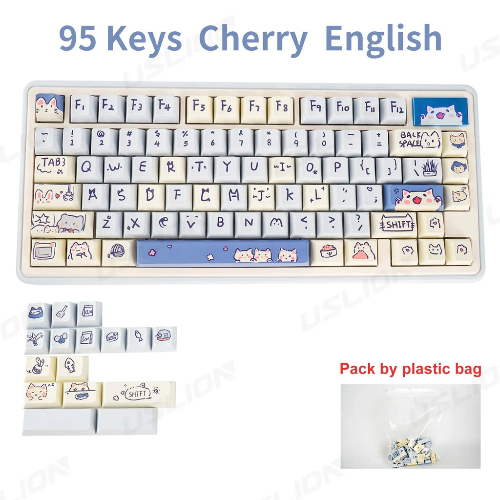 95 Keys Cherry Profile PBT Keycaps Love Letter Theme Key Caps for Gaming Mechanical Keyboard 61/64/68/75/84Keys GMK67 AULA F75