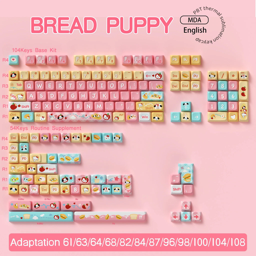 Original Theme Keycaps MDA Profile cute Anime PBT Keycap custom For Mechanical Keyboard with iso layout and 7U space bar