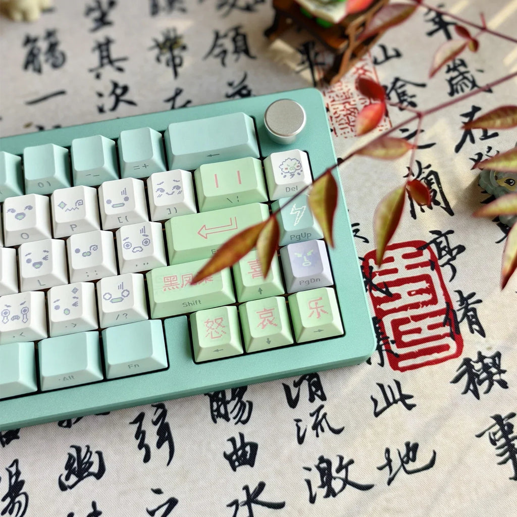 Emotional Era Theme Keycaps Thermal Sublimation PBT Cherry Profile Side Carving Key Caps Adapter Cross Shaft Mechanical Keyboard