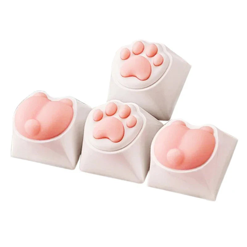 1PC Cute Cat Paw Keycaps For Mechanical Keyboard Cherry MX Switch DIY Key Cap Soft Silicone Keycup Artisan Pink Color
