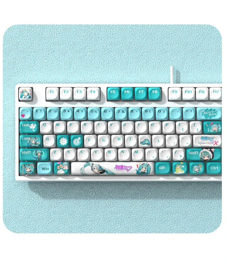 120key Miku Anime Theme Keycap MOA Hight PBT Heat Sublimation Personality Creative Customization Mechanical keyboard Keycap