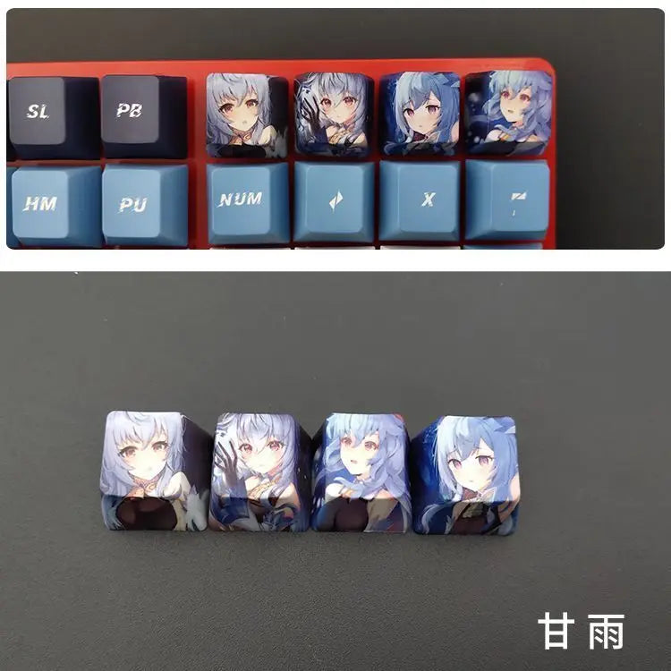 Cartoon Anime Genshin Impact Keycap zhongli Mechanical keyboard replacement key R4 PBT thermal sublimation Cherry OEM height