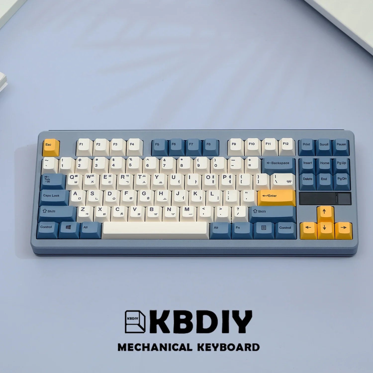 KBDiy 145 Keys/Set PBT Apricot Yellow Keycap Korean Cherry Profile Keycaps for Mechanical Keyboard 7U DIY Custom for GMK67 GMK75