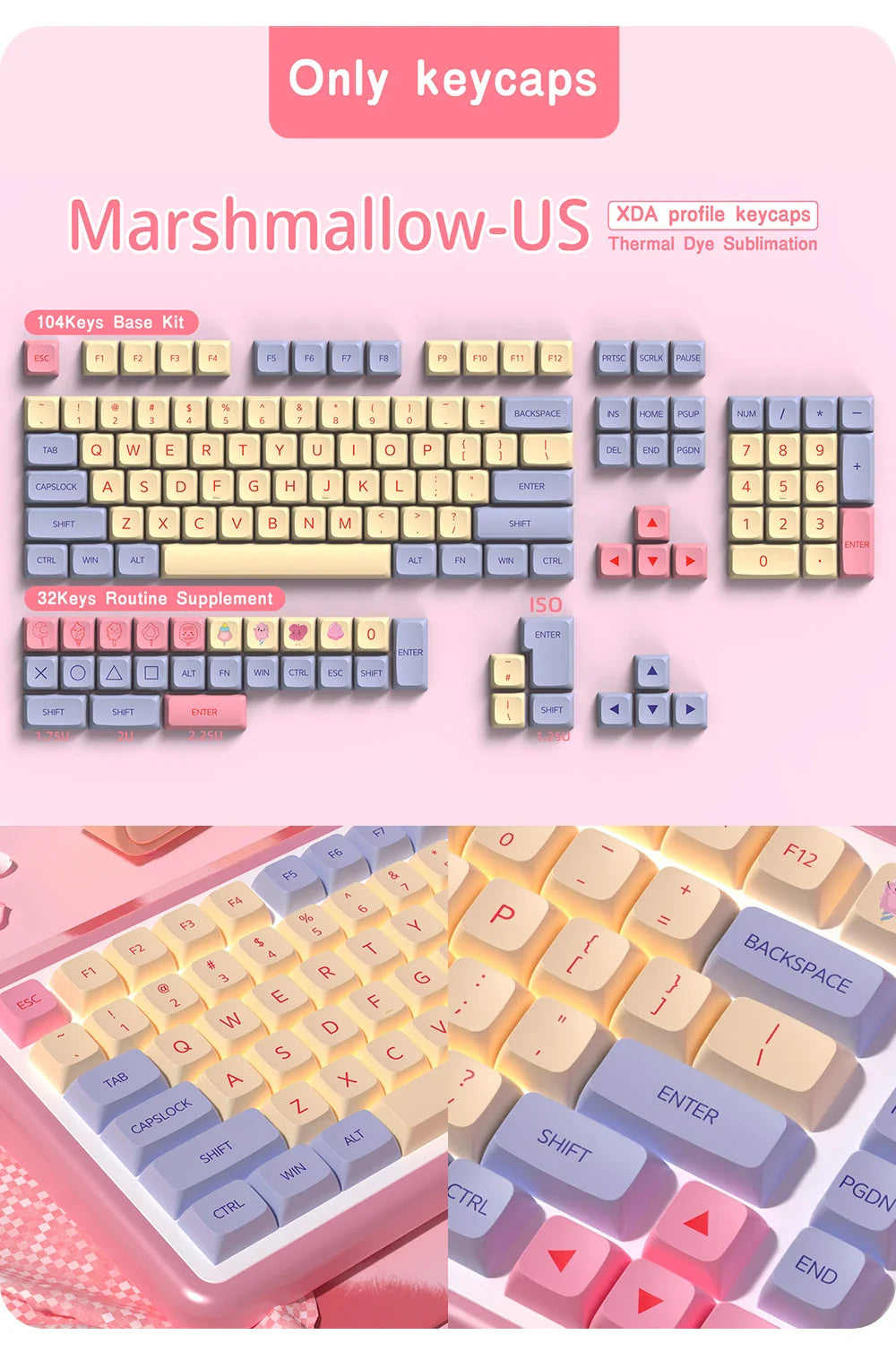 XDA Profile PBT keycaps Spanish Korean French German Portuguese Russian Japanese keycap For Cherry MX Mechanical Keyboard