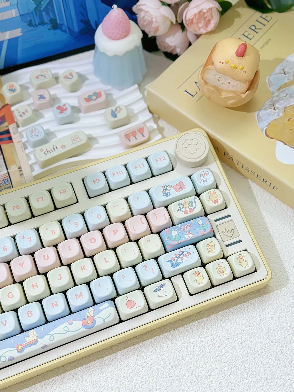 95 Keys MOA Profile PBT Keycaps for 61/64/68/84/75/87Keys Gaming Mechanical Keyboard AULA F75 GMK67 GMK87 Cartoon Cute Key Caps