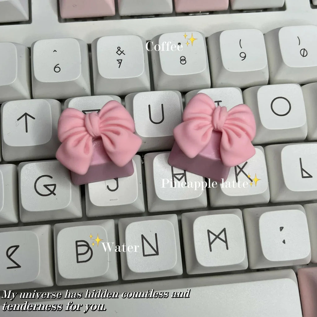 DIY Custom Bow Keycap with Transparent R4 Cross Axis Gaming Pink Mechanical Keyboard Keycaps Keyboard Decoration