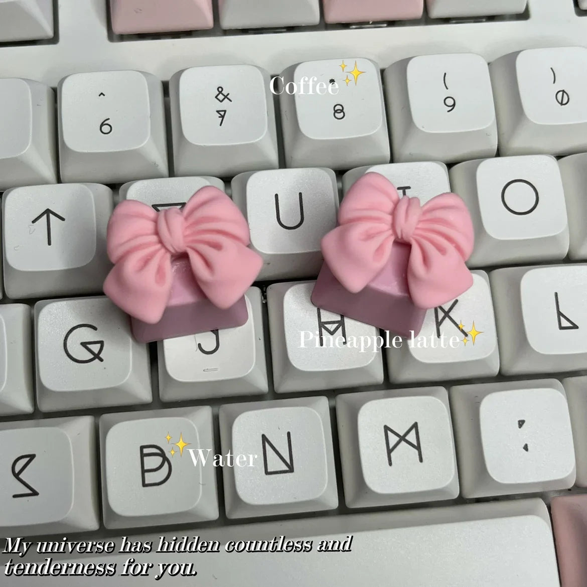 DIY Custom Bow Keycap with Transparent R4 Cross Axis Gaming Pink Mechanical Keyboard Keycaps Keyboard Decoration