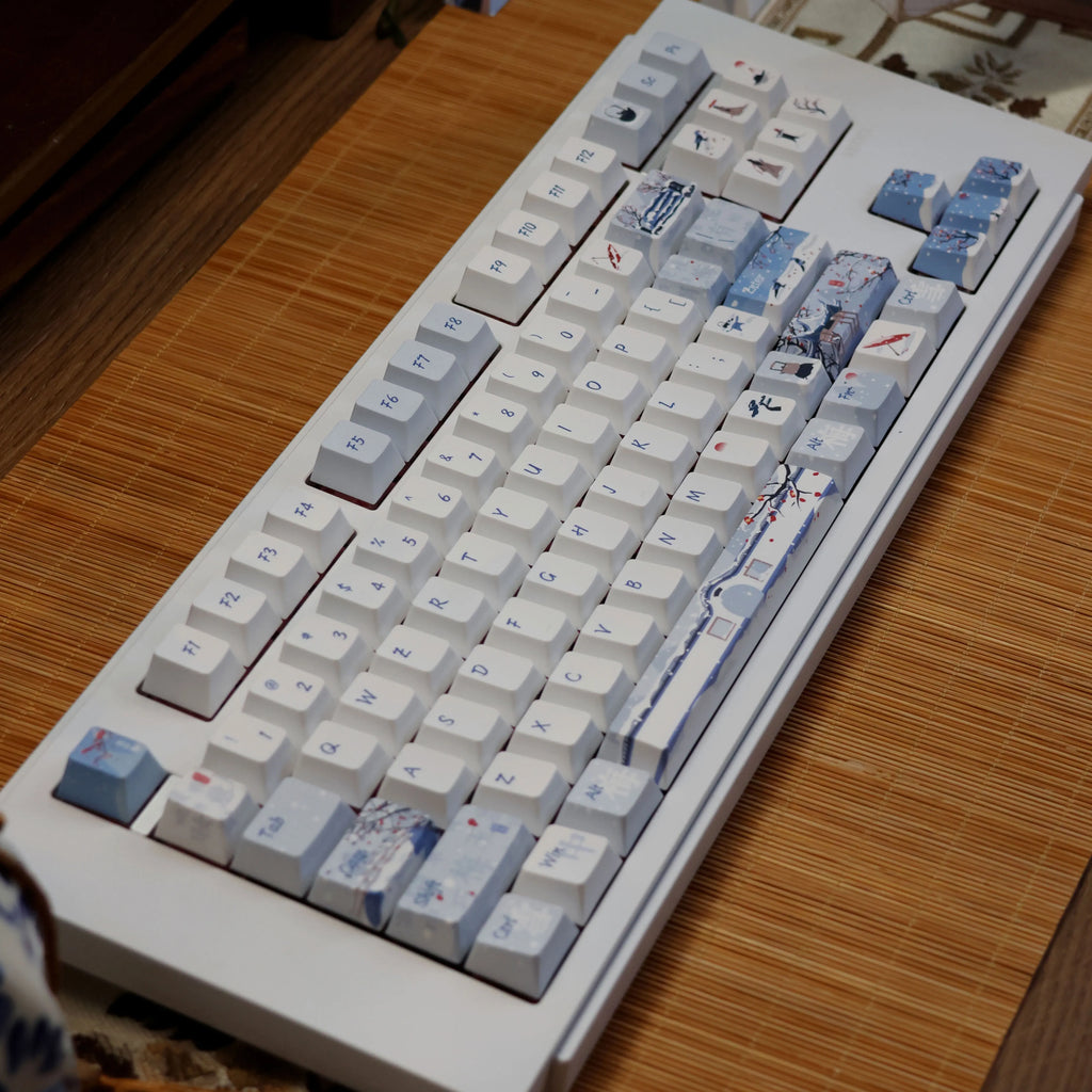 140 Keys Leaning Plum Garden Theme Keycaps National Style Cherry Profile PBT Dye Sublimation For MX Switch Mechanical Keyboard