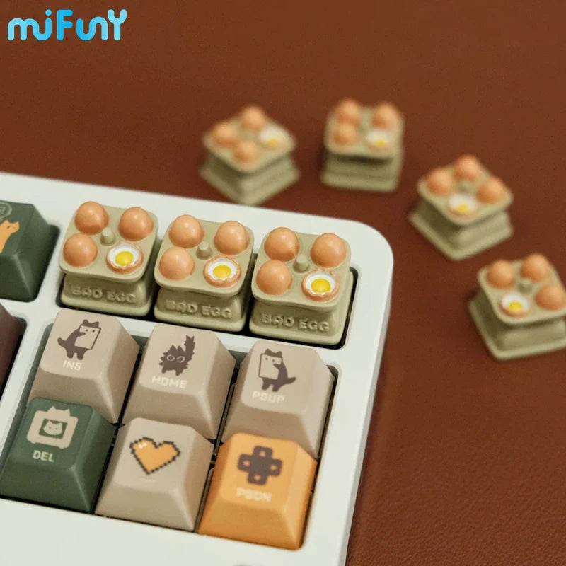 Egg Key Cap Resin 3D Artisan Keycap Cute Original Cartoon Keyboard Caps Custom Keycaps for Mechanical Keyboard Accessories Gift