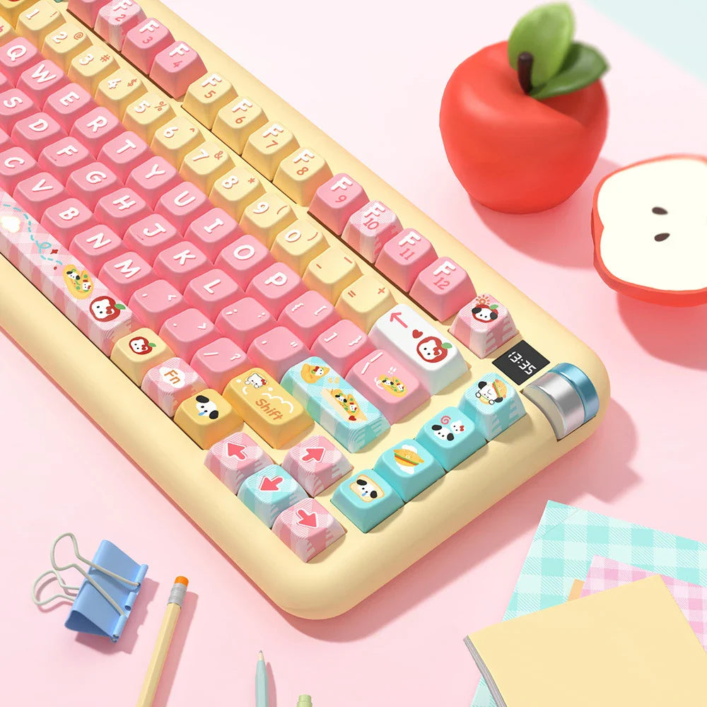 Kawaii Puppy Bread Theme Keycap Cute MDA 158 keys Keycap Custom Thermal Sublimation Keycap For Keyboard Accessories Friends Gift