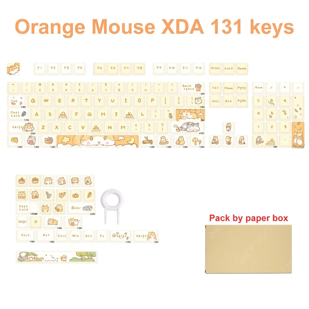 Orange squirrel Gray Rat Theme Keycap XDA Profile Key cap English Korean for 61/64/68/84/87/96/98/104 Mechanical Keyboard Keycap