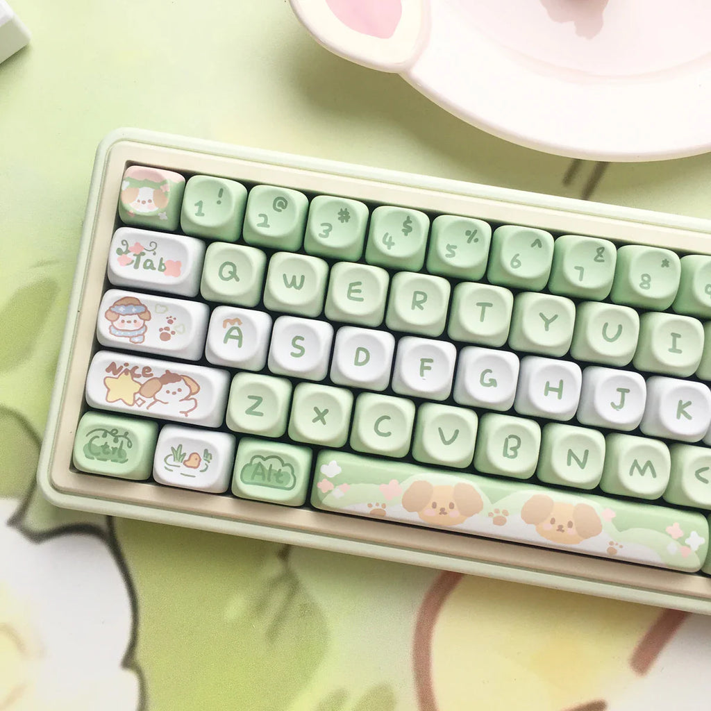 USLION 95Keys Dessert Cat Theme Keycaps MOA Profile PBT Key Caps Kit for 61/64/68/84/75/87Keys GMK67 Gaming Mechanical Keyboard