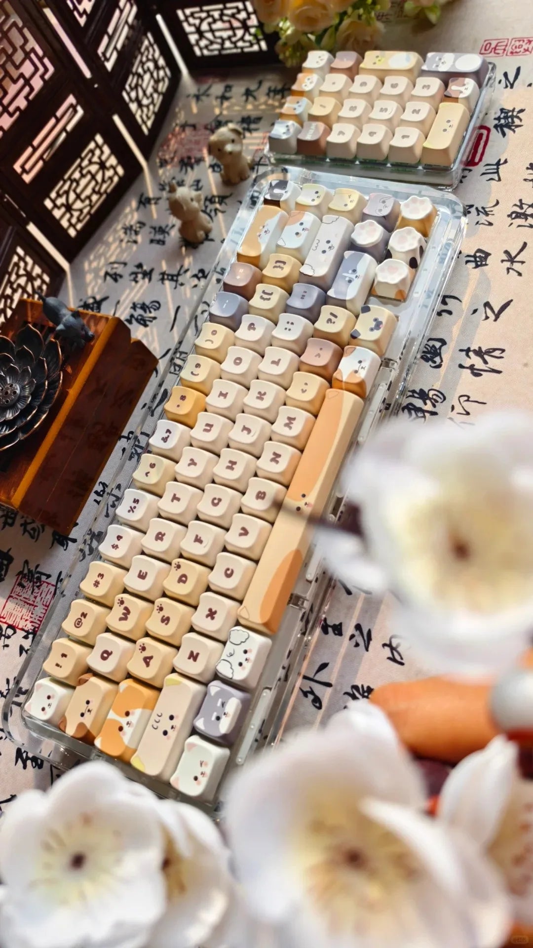 142 Keys Customized Gift Cute Cat keycaps New MAO Keycaps Square Thermal Sublimation Mechanical Keyboard 2.25 U 2.75U for Alice