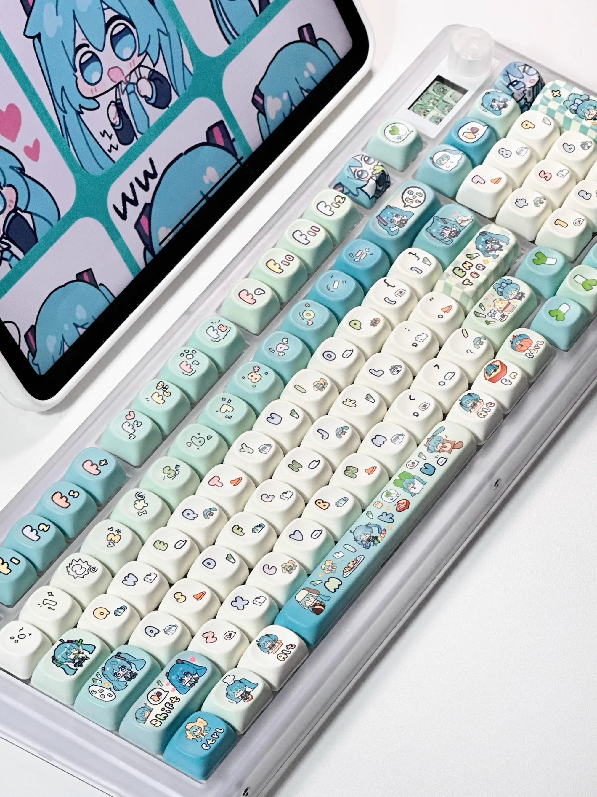 Miku Anime Keycap XOA PBT Cartoon Keycaps Customization Individuation Keyset For Mechanical Gaming Office Keyboards Switch Gifts
