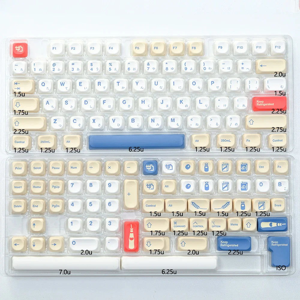 KBDiy GMK Soymilk Keycap 135 Keys PBT Japanese Korean Keycap ISO Enter Cherry Profile for GMK67 K500 Gaming Mechanical Keyboard