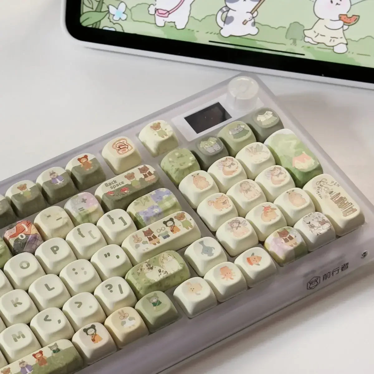 140Key Green Small Animal Rabbit Keycap Complete Set Of Cherry Xoa Pbt Sublimation Mechanical Key Cartoon Cute Milk Green Keycap