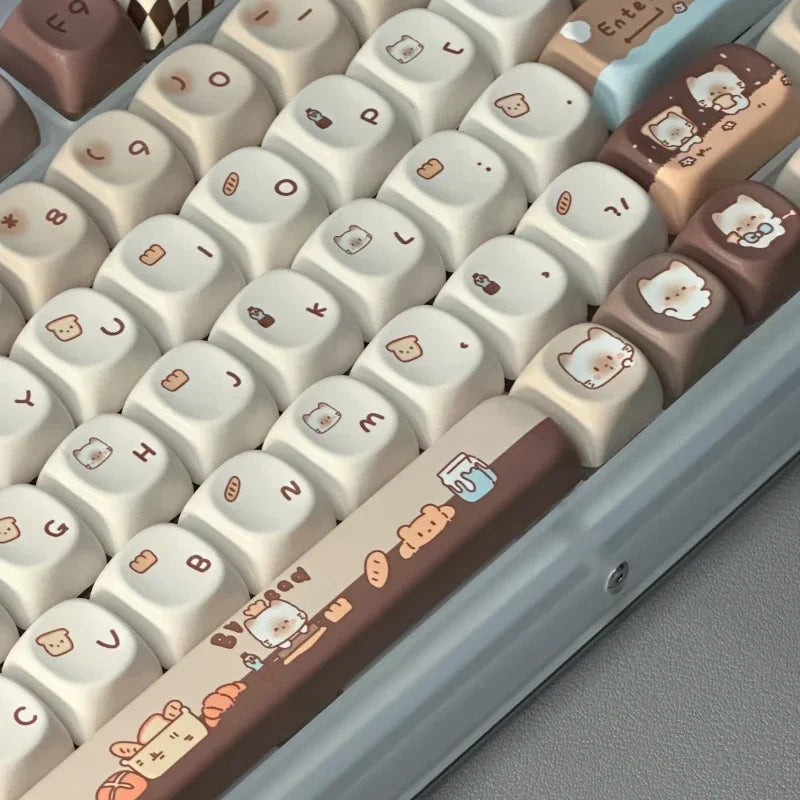 Siamese Kitten Bakery Keycaps Custom PBT MOA Profile Keycap Cute Cartoon Anime Cat Point Key Caps for Gaming Mechanical Keyboard