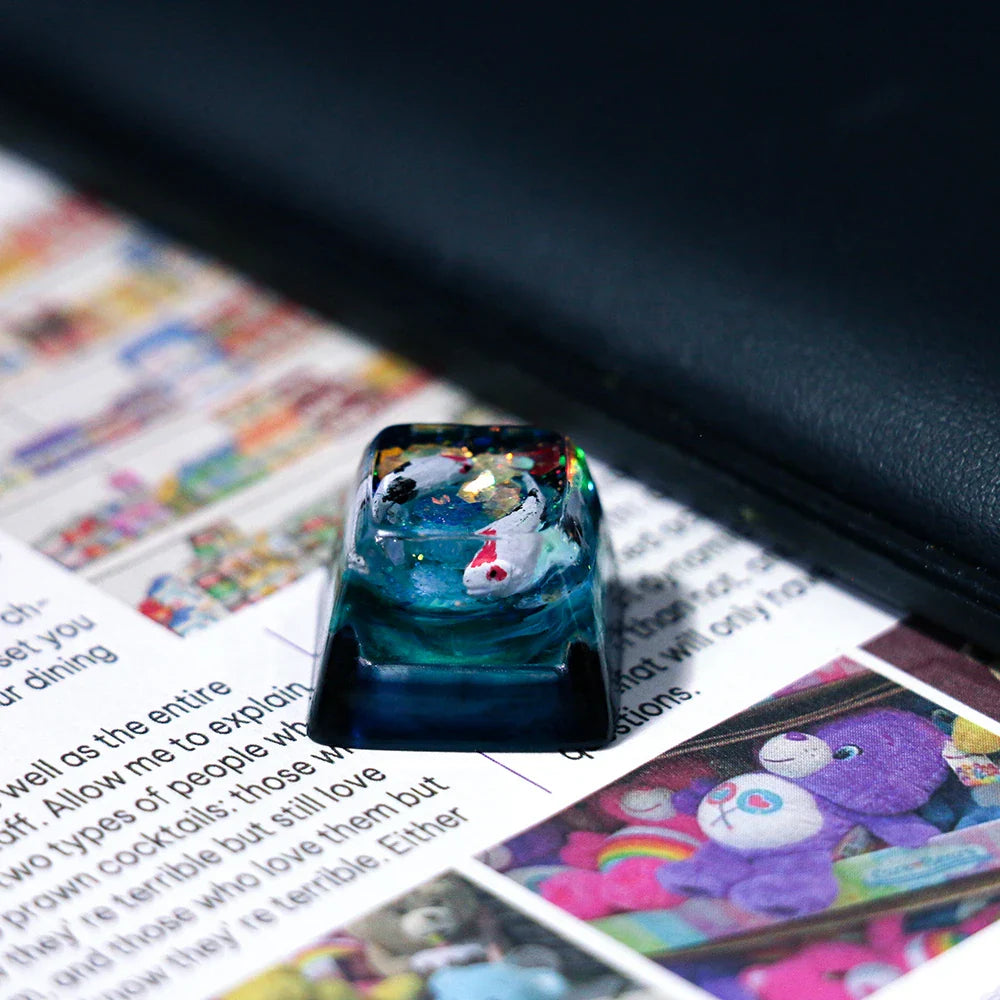 1 Piece Ice Rose/Polar Bear/Steampunk/Gear/Pond Fish/Koi/Stars Artisan Resin Keycaps ESC Mechanical Backlit Keyboard RGB Keycap