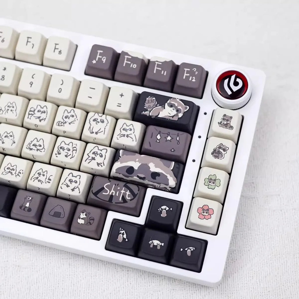 Raccoon/Penguin Keycap 148keys Cherry Side Printed Pbt  Sublimation Mechanical Keyboard Keycaps Customized Cute For Game Office