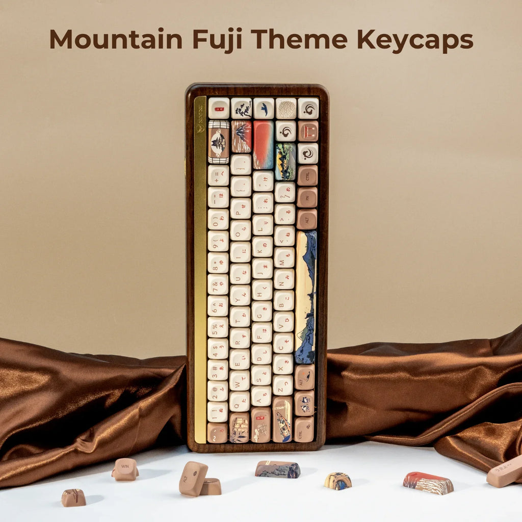 XVX MOA Keycaps Brown Japanese Painting Keycaps Dye-sub PBT Custom Keyboard Keycaps 75 Percent 140 Keys Illustration Key Cap