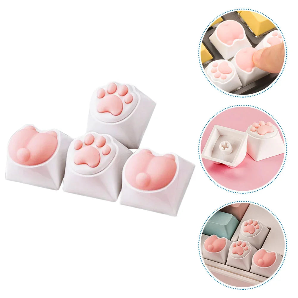 4 Pcs Cat Claw Keycaps Silicone Mechanical Keyboard Paw for Gaming Silica Gel Themed