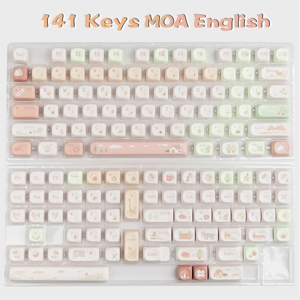 139 Keys MOA Profile Puppy Band Sugar Rabbit Theme Keycaps PBT Thermal Sublimation Customized Key Caps for Mechanical Keyboard