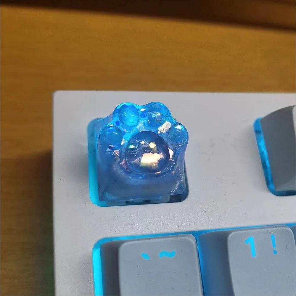 Games Backlit Keycap Cat Paw Cute DIY Key Cap for Mechanical Keyboards Personalized Transparent Crystal Keycap Cherry MX Axis