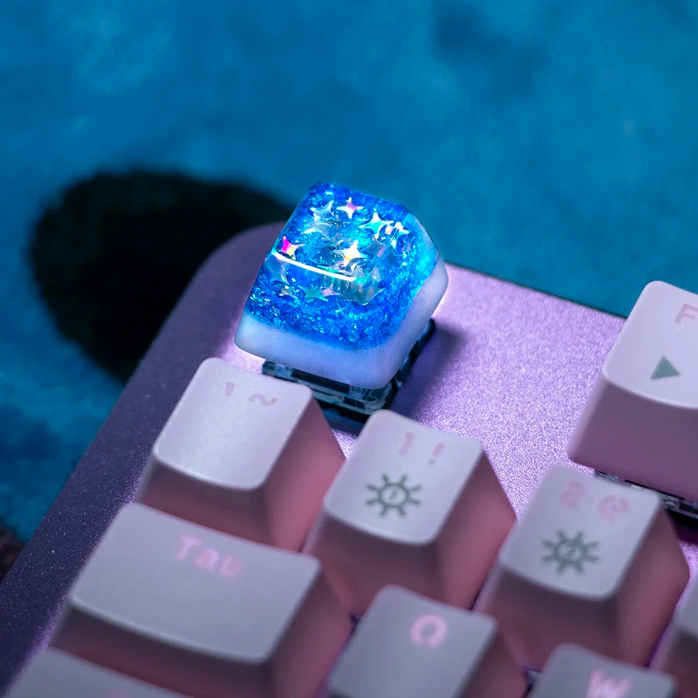 1 Piece Ice Rose/Polar Bear/Steampunk/Gear/Pond Fish/Koi/Stars Artisan Resin Keycaps ESC Mechanical Backlit Keyboard RGB Keycap