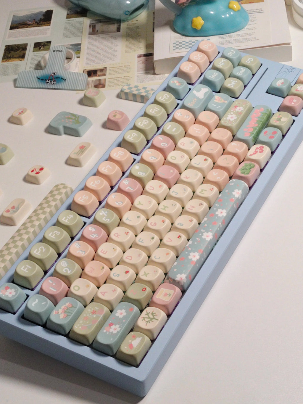 MOA Keycaps Cute Alice Keycaps Cute Keycaps 141 Keys PBT Sublimation Mechanical Keyboard Cap 2.25 U 2.75U