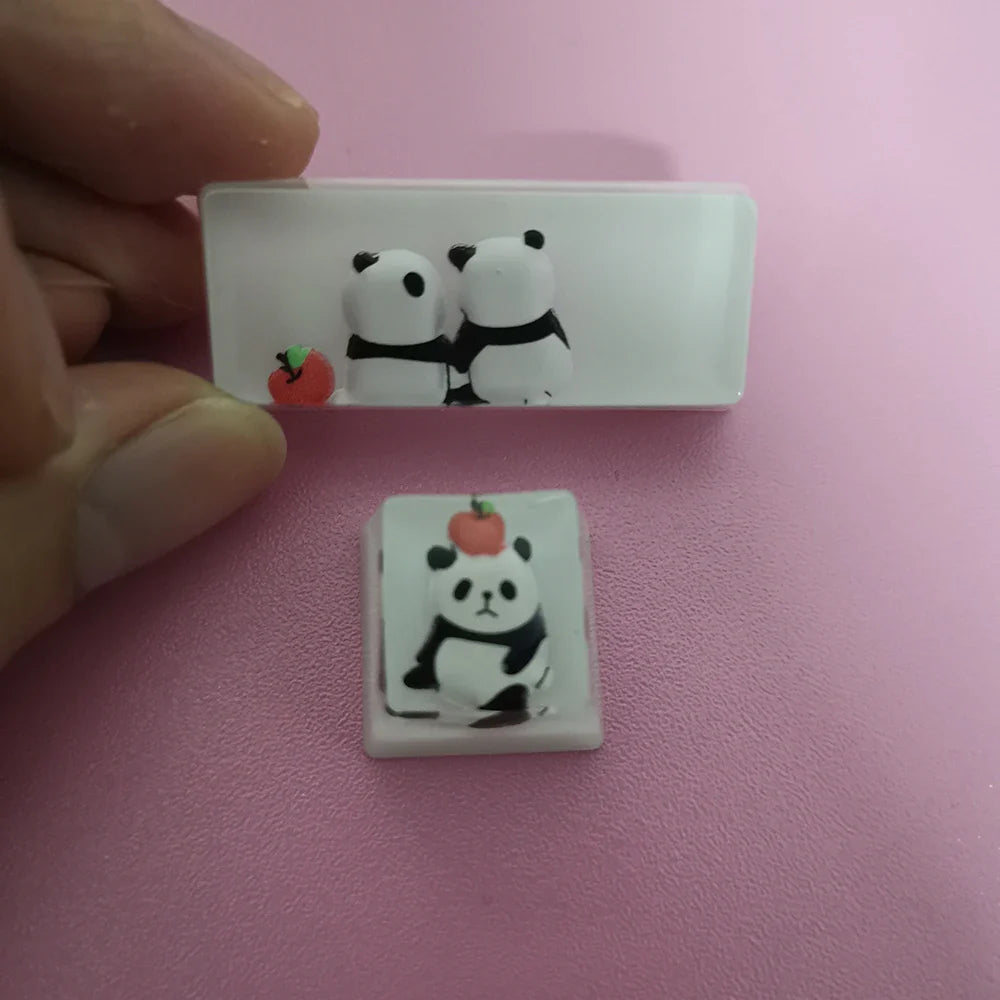 1Pcs Cute Panda Pattern Keycap Resin Handmade Decoration Personality Esc R4 OEM Cute key cap mold Keycap for Mechanical Keyboard