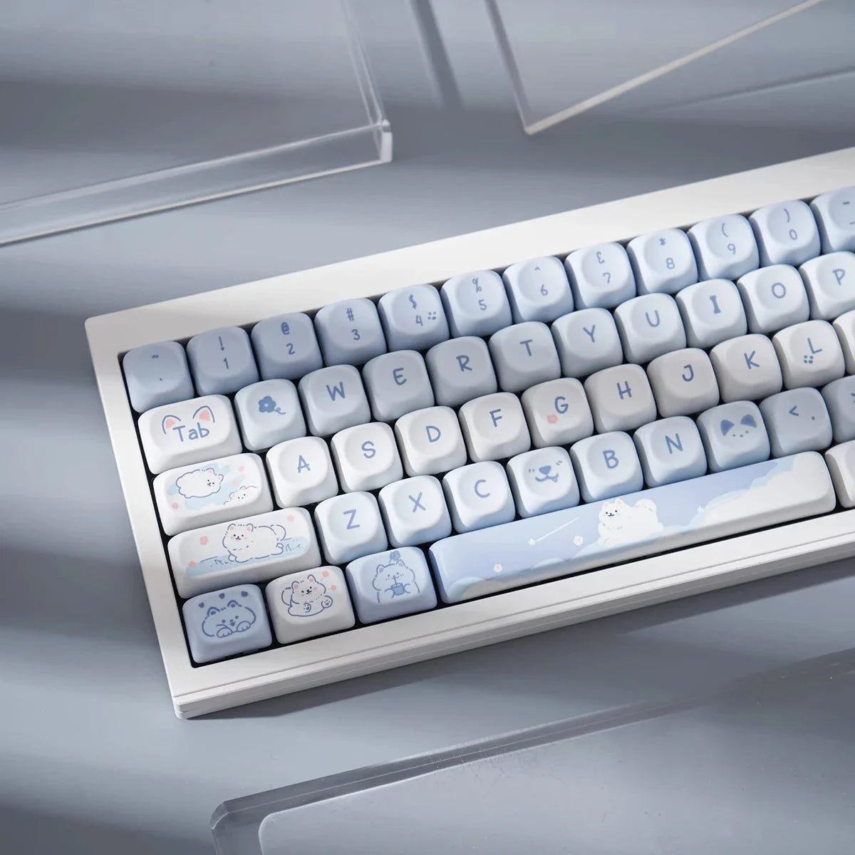 USLION 95Keys MOA Profile Keycaps Cute Samoye Dogs Theme PBT Key Caps Suit for 61/64/68/84/75/87 Keys Gaming Mechanical Keyboard