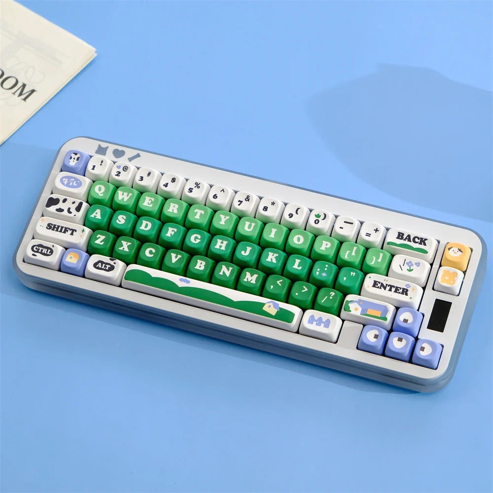 MOA Key Caps 129 Key Cow Pasture PBT Keycap MOA Profile Dye Sublimation Keycap For Gaming Mechanical Keyboard Keycap MX Switch