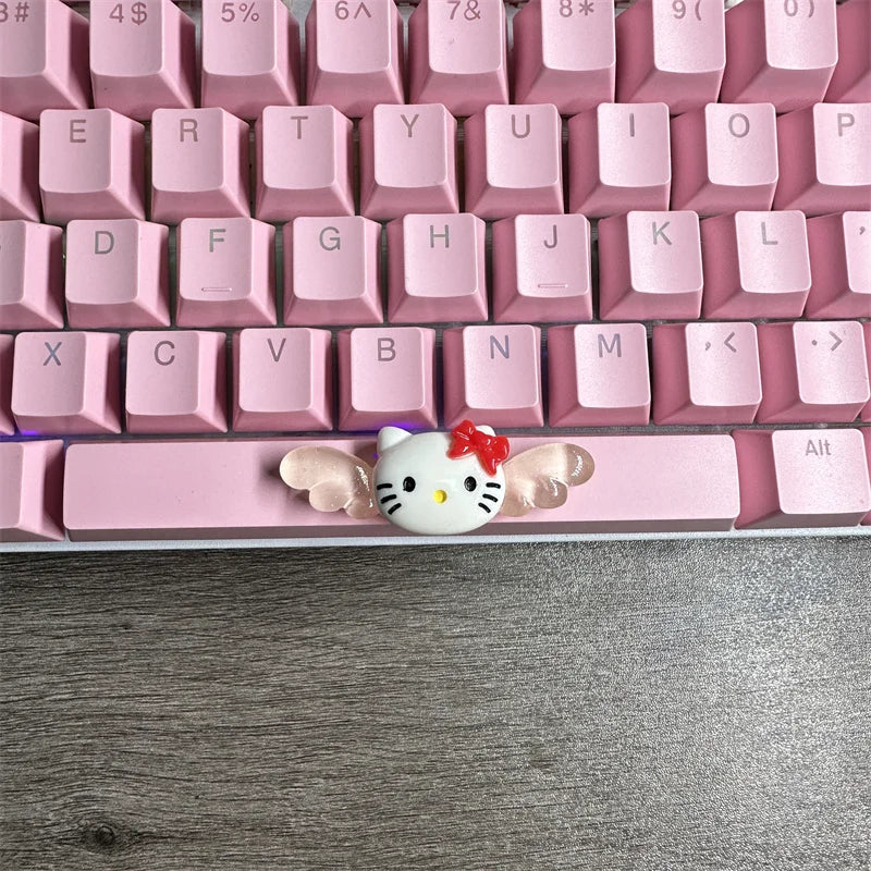 DIY Cute Cartoon Hello Kt Kuromi Keycap 6.25u Spacebar Gaming Mechanical Keyboard Cross Axis Pink White Keycap 2.75 Shift Keycap