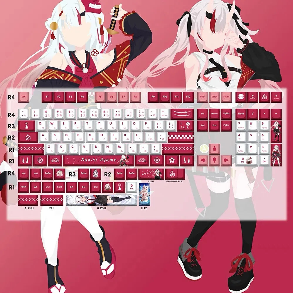 Hololive Vtuber Keycaps Tokoyami Towa Keycap PBT DYE Sublimation Cherry MX Cross Axis Switch Keycap for Mechanical Keyboard