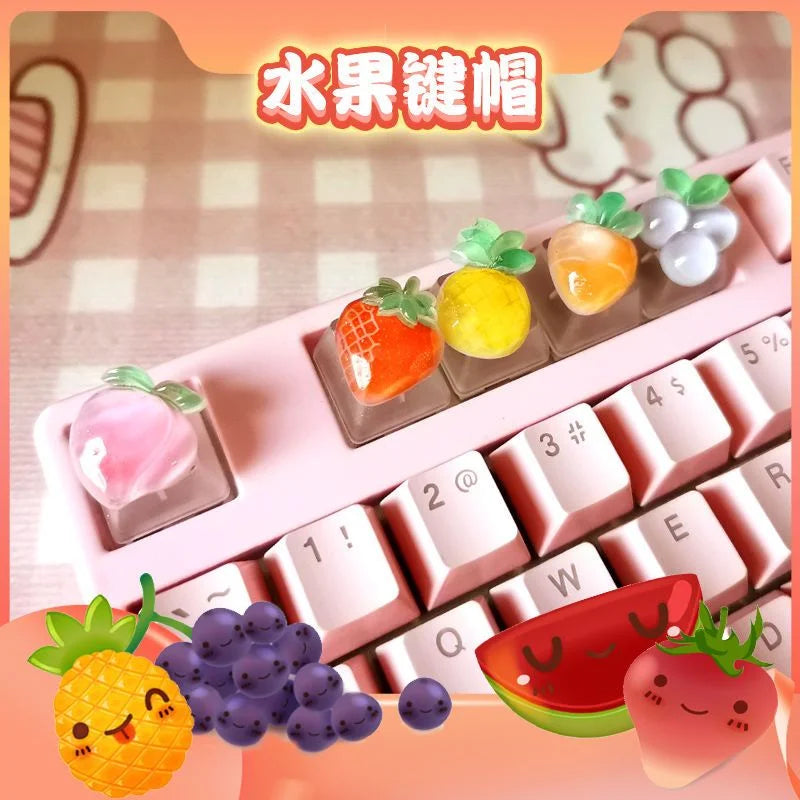 Diy Fruit Transparent Keycap for Cherry Axis Mechanical Keyboard Special Pink Strawberry Peach ESC Supplement OEM R4 Keycap